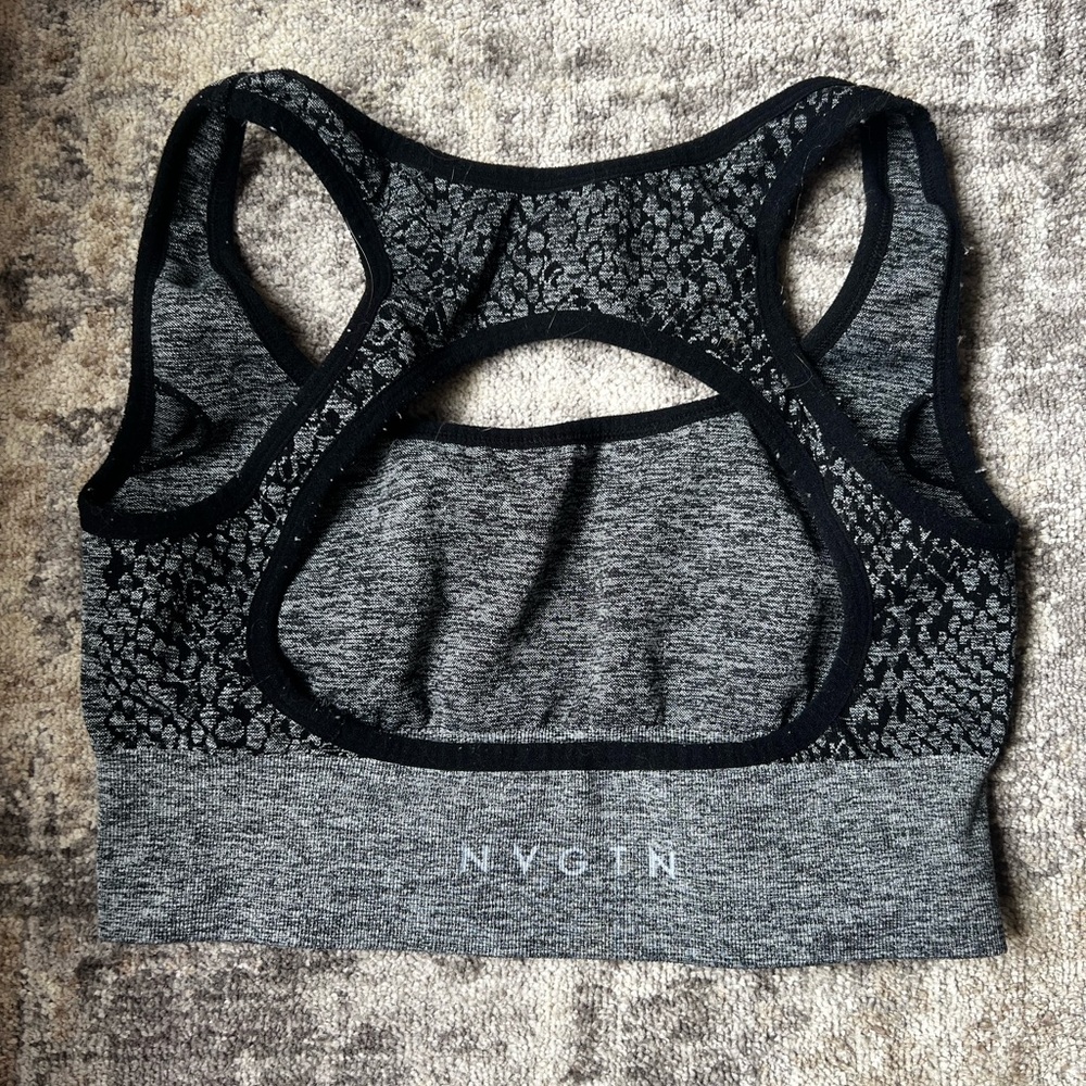 NVGTN Charcoal and Black Sports Bra